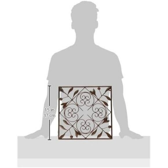 Deco 79 Metal Wall Art Set Rustic Scroll Wrought Iron Home Decor 14x14 Inch - Picture 3 of 7